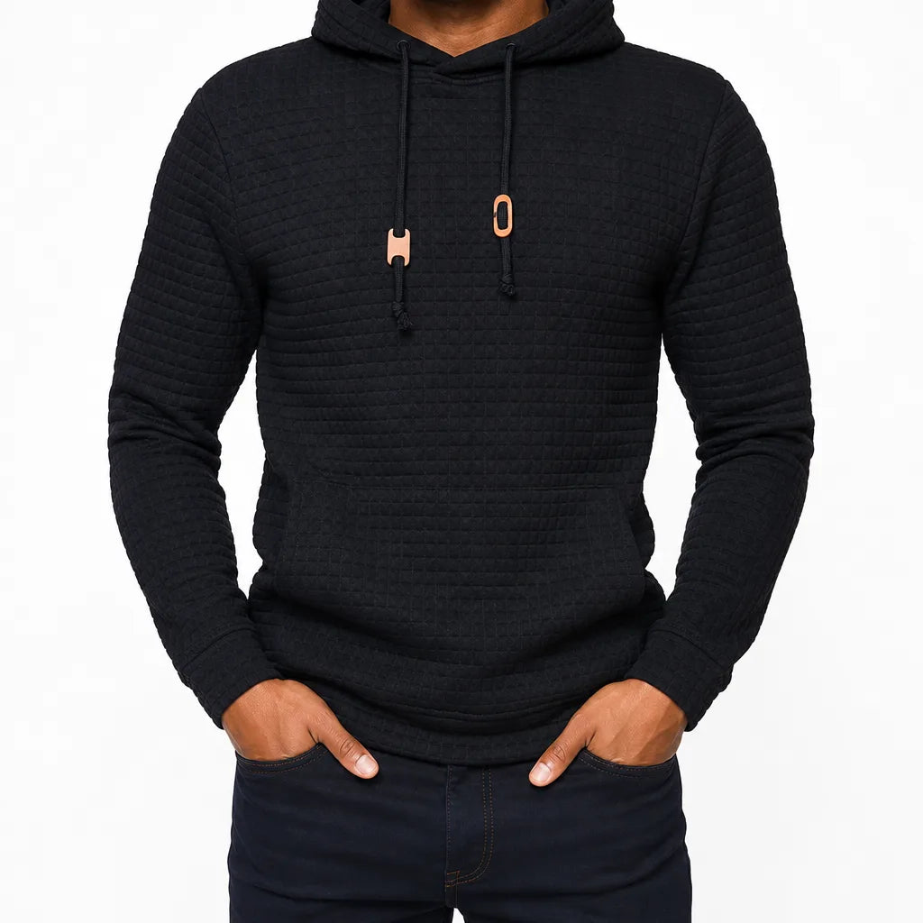 Tomlin Check Jacquard Hoodie - Color:Black;Size:XS