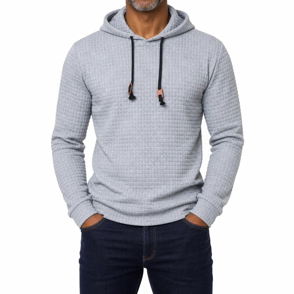 Tomlin Check Jacquard Hoodie - Color:Gray;Size:XS