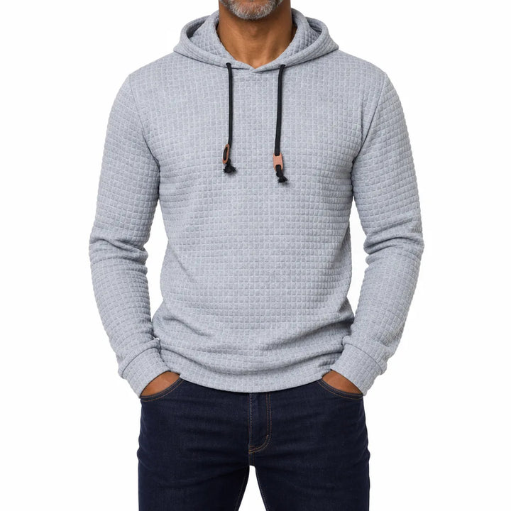Tomlin Check Jacquard Hoodie - Color:Gray;Size:XS