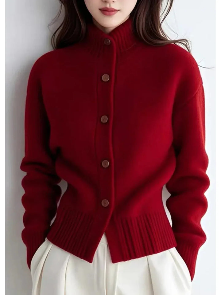 Trinity | Women's Elegant Knit Cardigan  - Color:Red;Size:S
