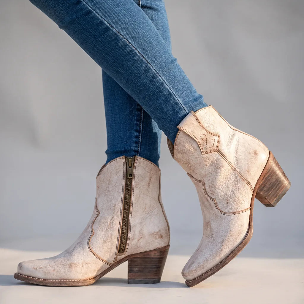 Trinity | Women's Orthopedic Western Ankle Boots   - Color:Beige;Size:35