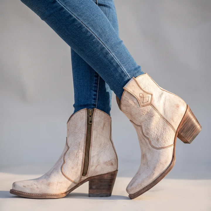 Trinity | Women's Orthopedic Western Ankle Boots   - Color:Beige;Size:35