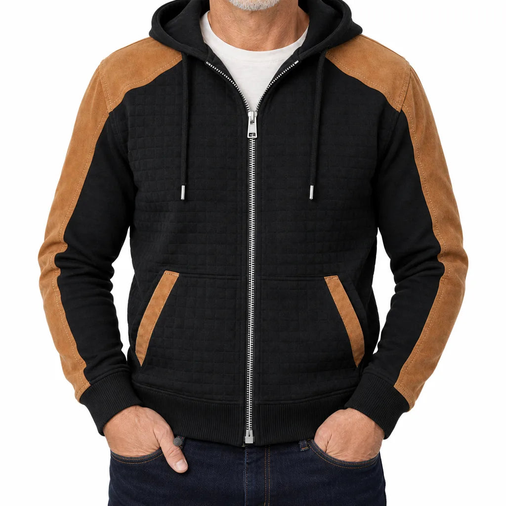 Tucker Quilted Zip Hoodie - Color:Black;Size:XS