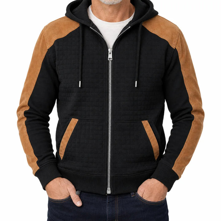 Tucker Quilted Zip Hoodie - Color:Black;Size:XS