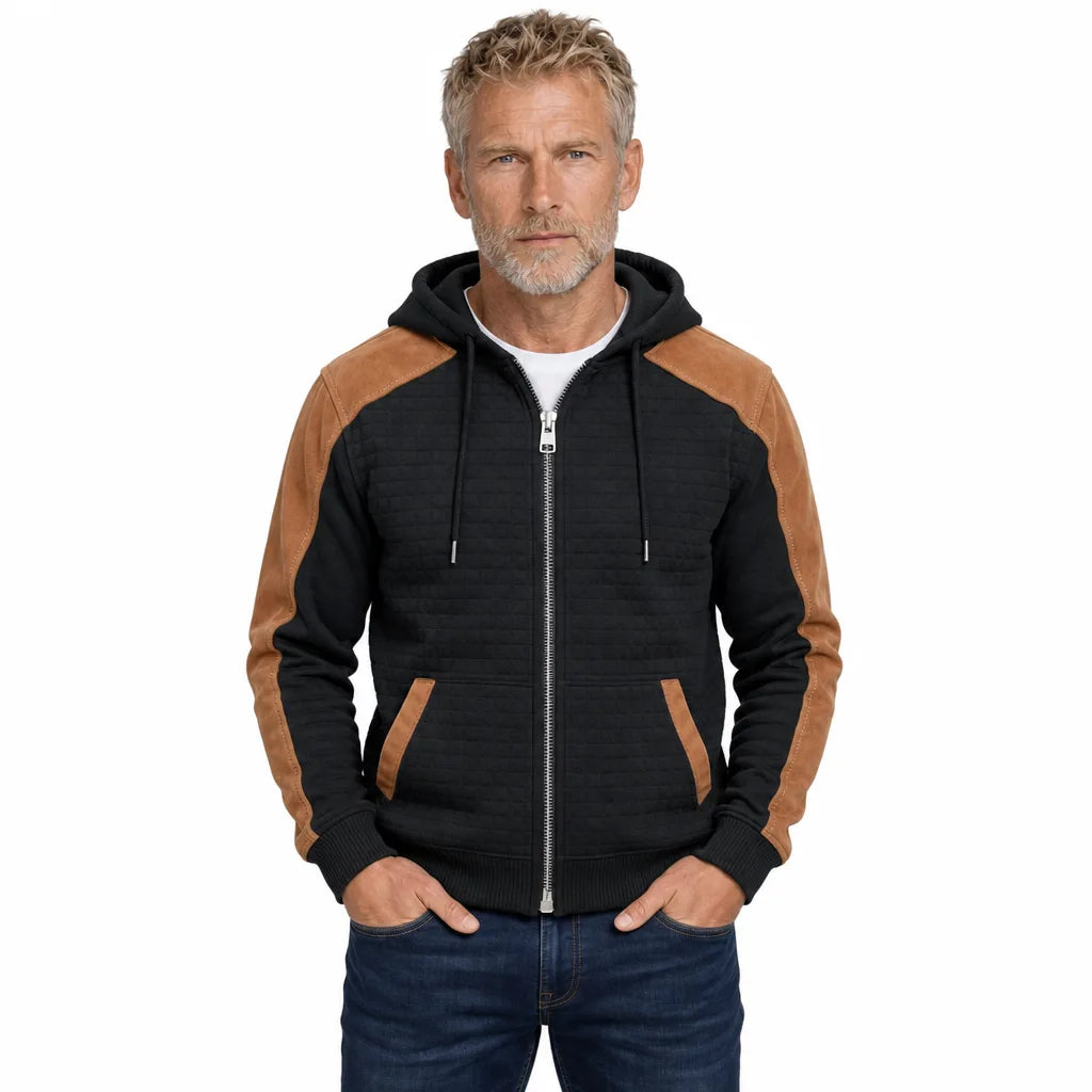 Men's Black Parsons Check Zip Hoodie