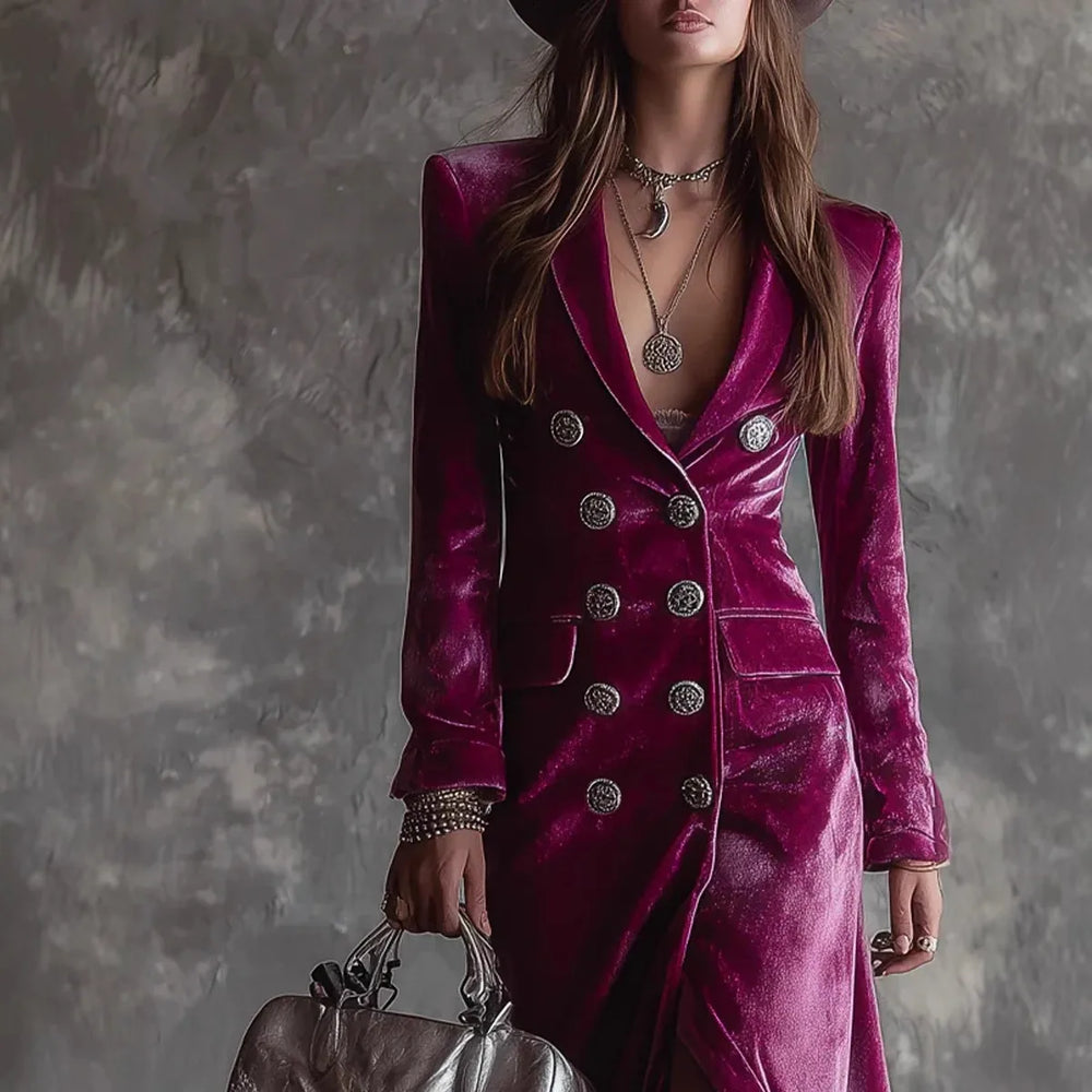 Women's Tyra | Women's Button-Front Velvet Trench Coat