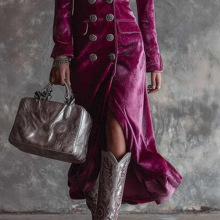 Women's Tyra | Women's Button-Front Velvet Trench Coat