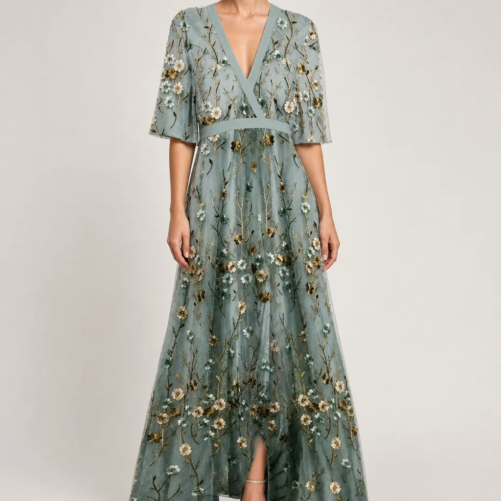 Valentina | Women's Fall Wedding Guest Dress - Color:Gray;Size:XS