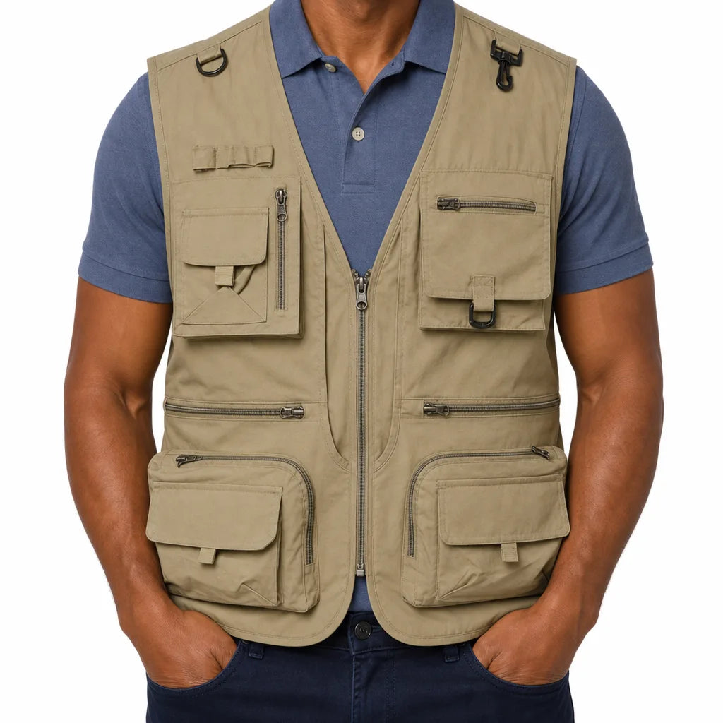 Vaughn | Utility Puffer Vest - Color:Beige;Size:XS