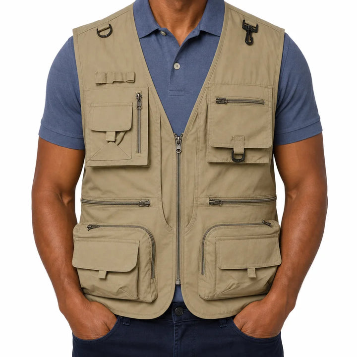 Vaughn | Utility Puffer Vest - Color:Beige;Size:XS