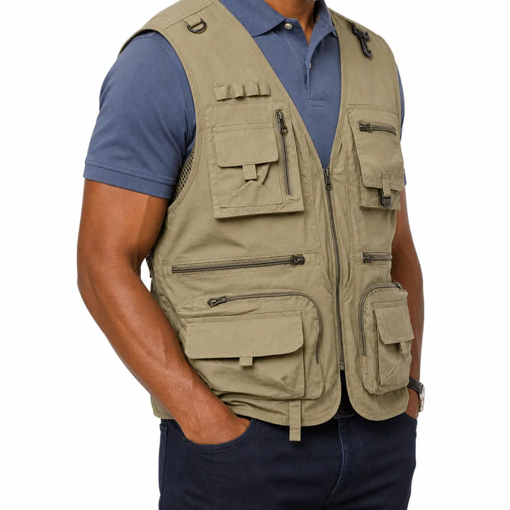 Men's Beige Halston Mesh Utility Vest