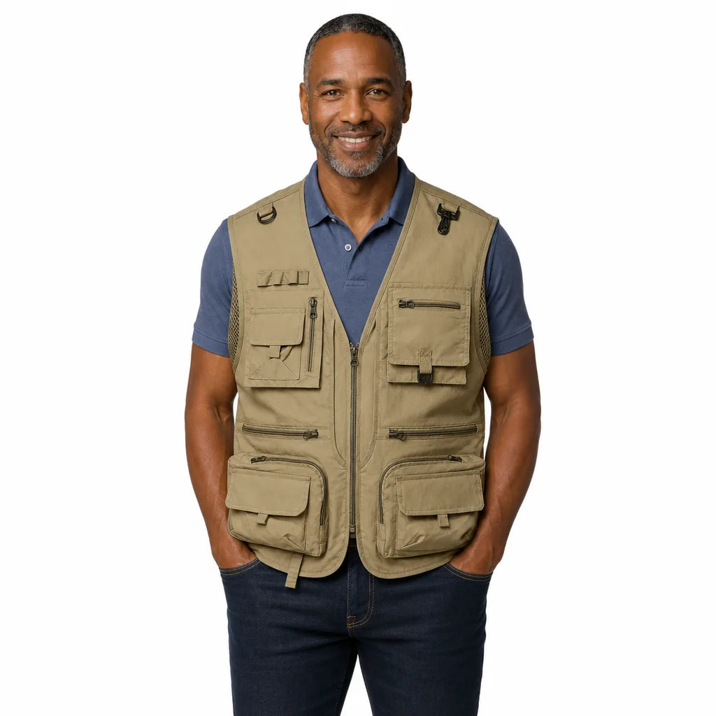 Men's Beige Halston Mesh Utility Vest