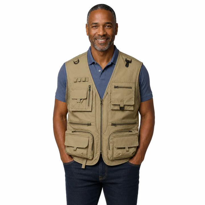 Men's Beige Halston Mesh Utility Vest