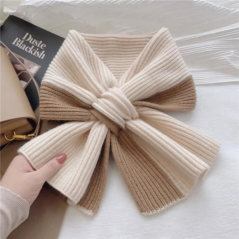 Velma | Women's Short Knit Scarf - Color:Khaki