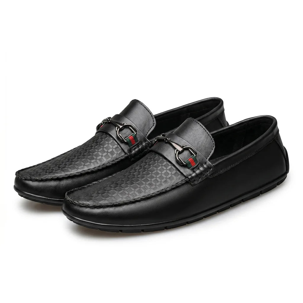 Verrano Leather Italian Loafers - Color:Black;Size:38