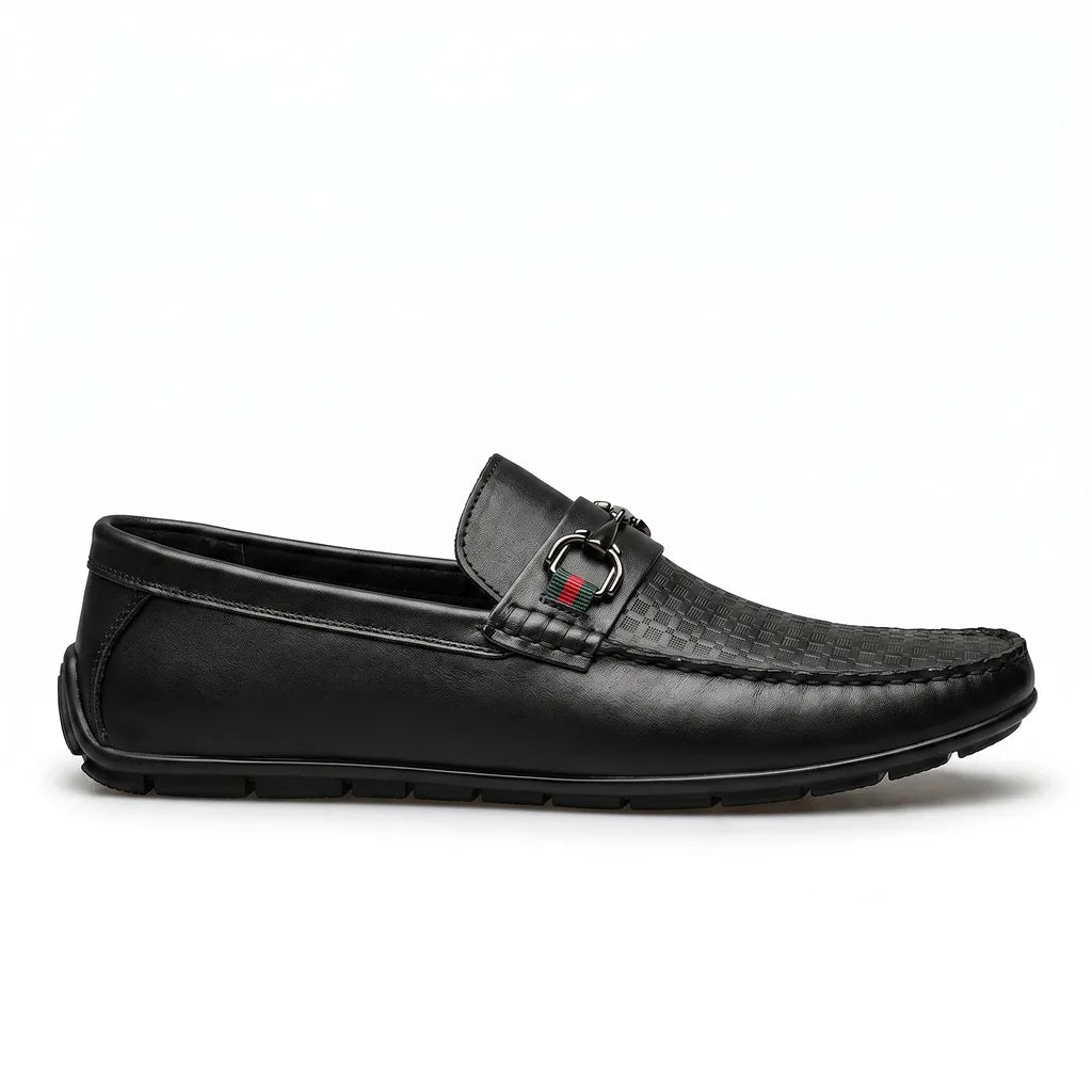 Men's Black Steele Leather Driving Loafers