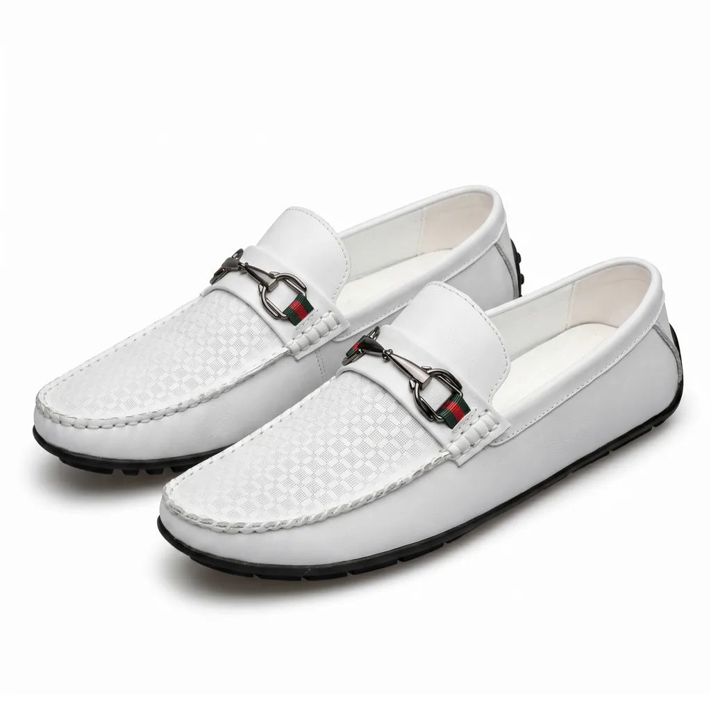 Verrano Leather Italian Loafers - Color:White;Size:38