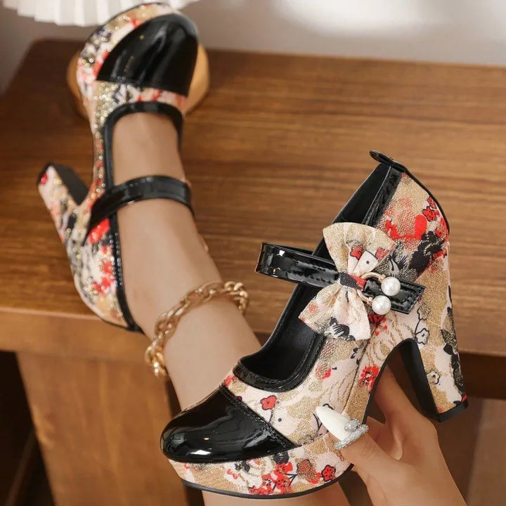 Women's Victoria | Women's Floral Mary Jane Platform Heels
