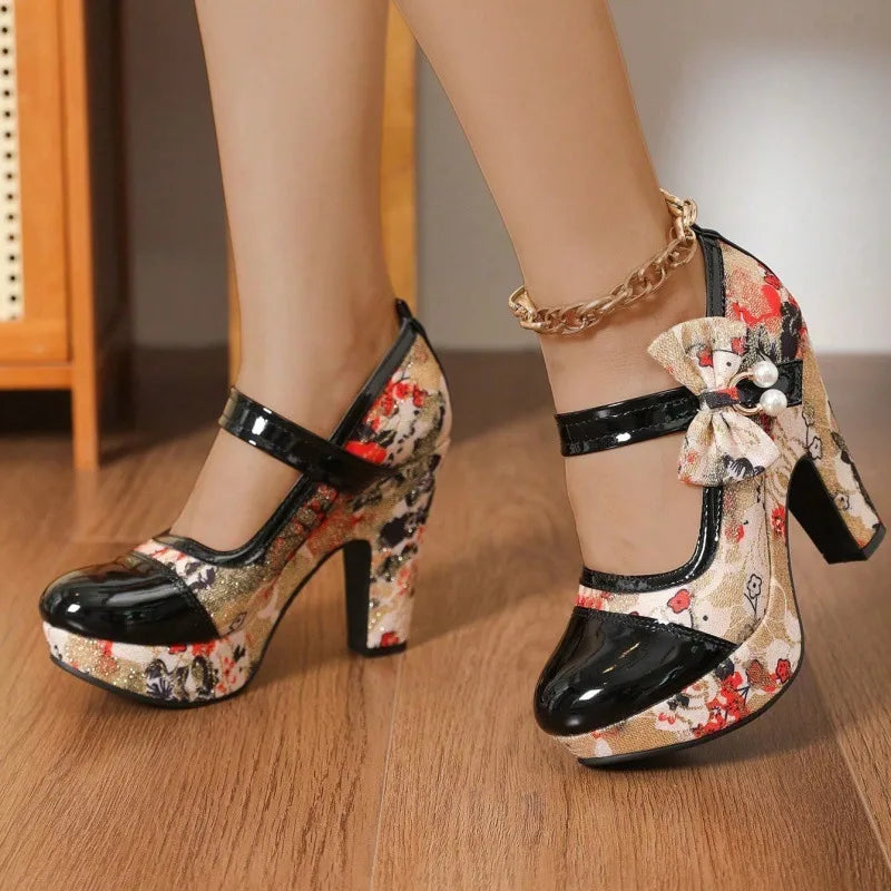 Women's Victoria | Women's Floral Mary Jane Platform Heels