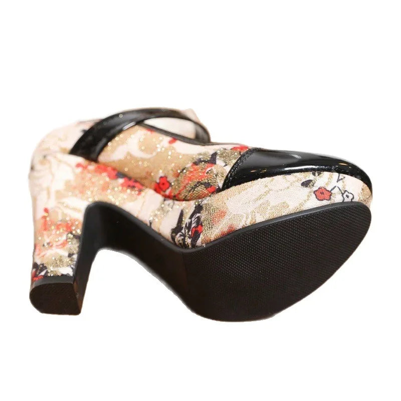 Women's Victoria | Women's Floral Mary Jane Platform Heels