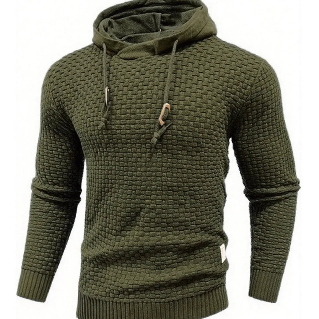 Vincent |  | Men's Textured Hoodie  - Color:Army Green;Size:XS