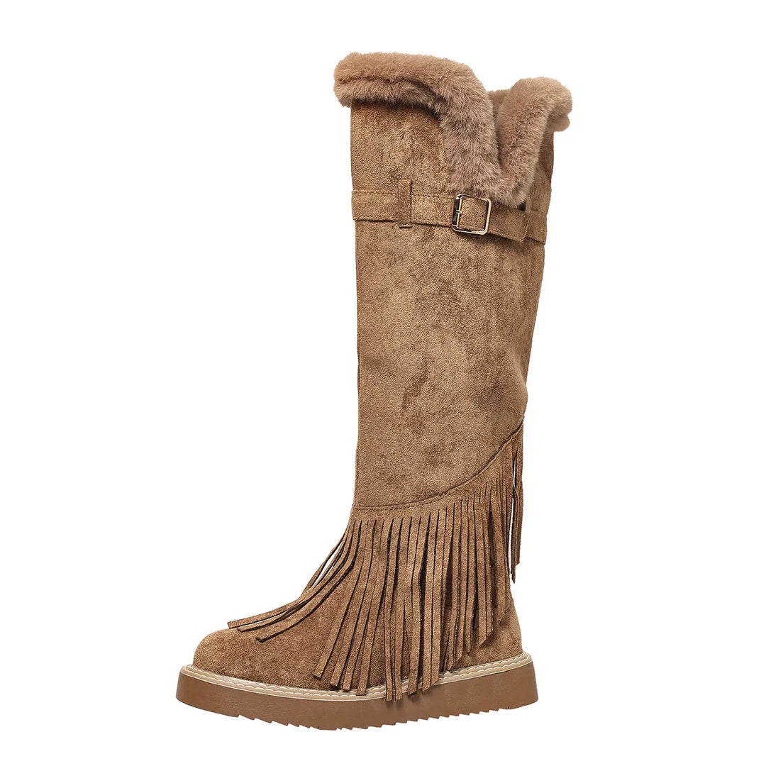 Viola | Women's Tassel Winter Boots - Color:Brown;Size:36