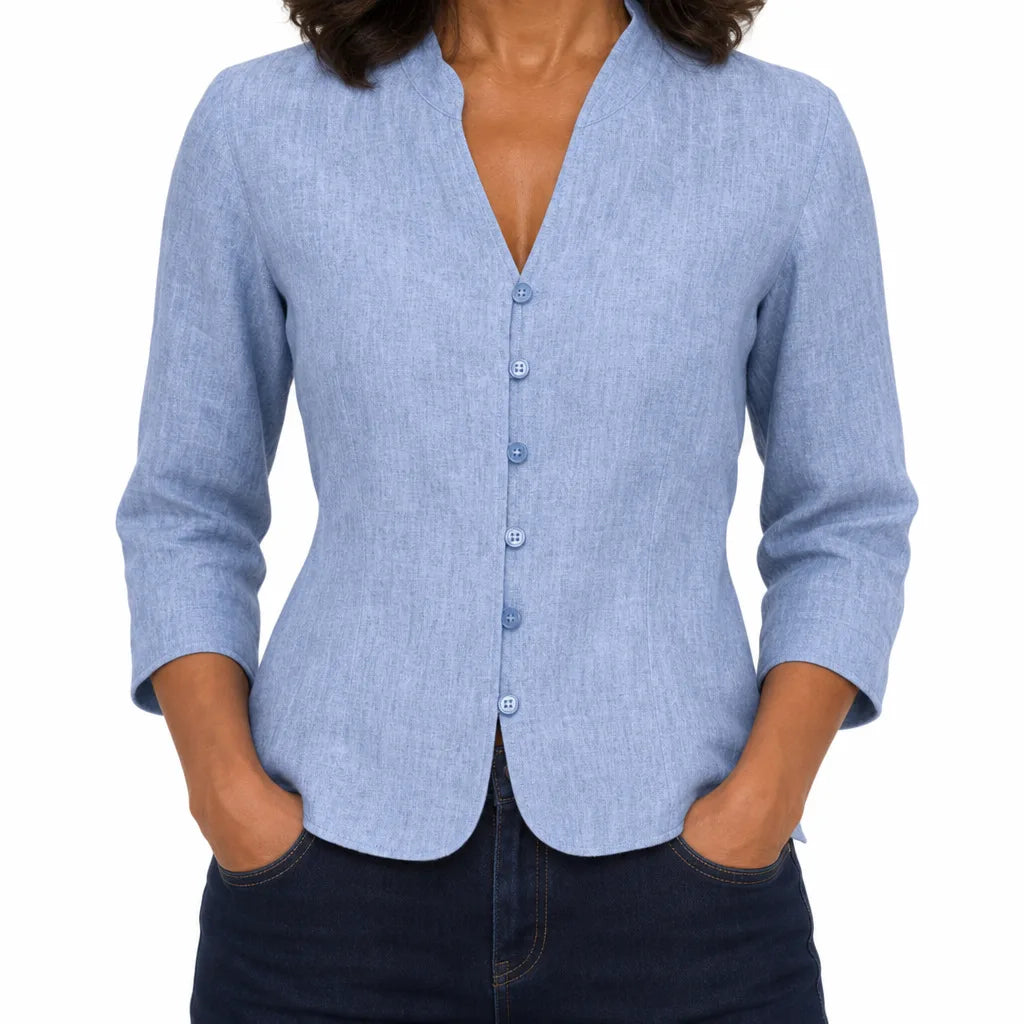 Women's Blue Violet Cropped Button Jacket