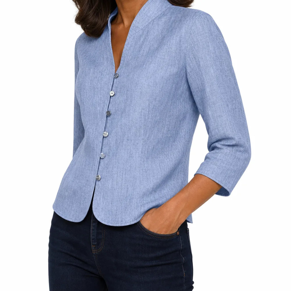 Women's Blue Violet Cropped Button Jacket