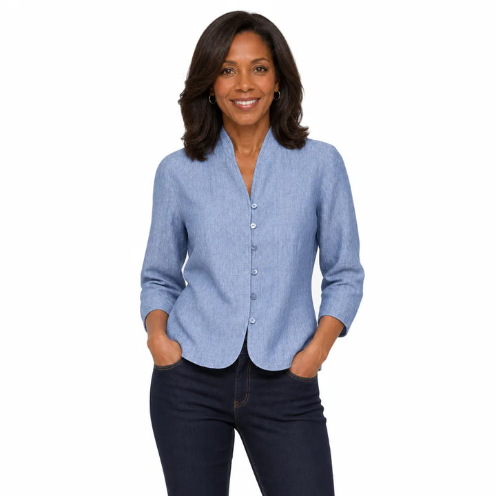 Women's Blue Violet Cropped Button Jacket