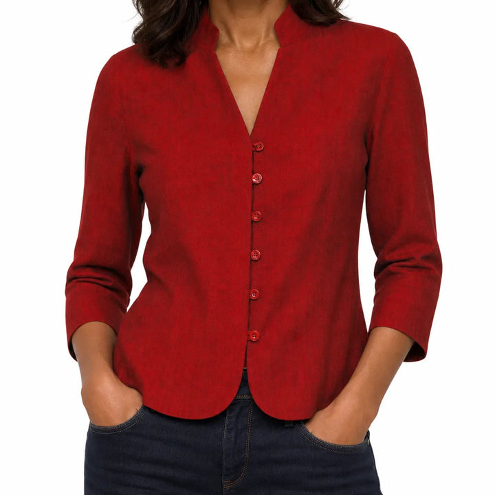 Women's Red Violet Cropped Button Jacket