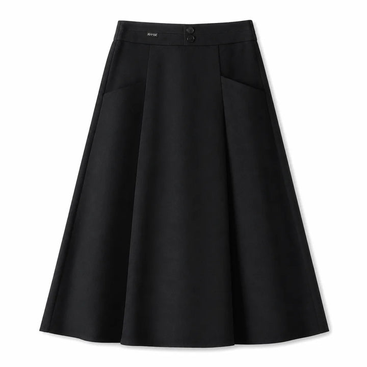 Violet High-Waist Midi Skirt - Color:Black;Size:M