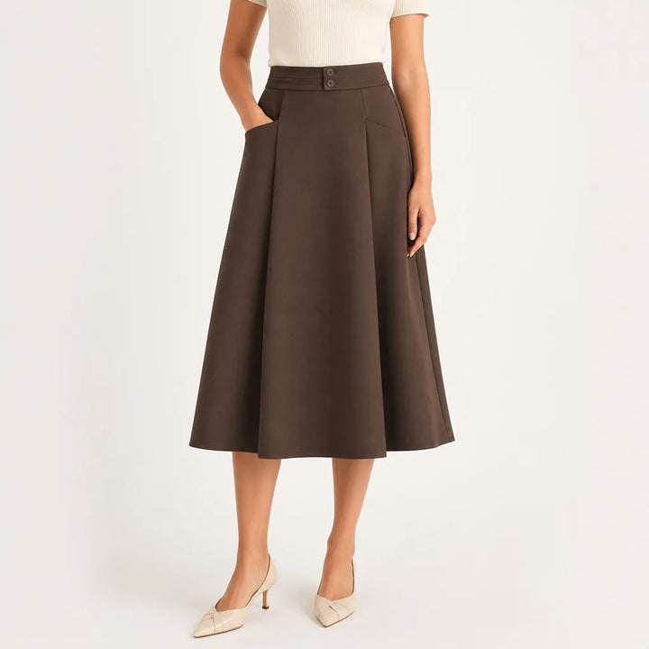 Women's Brown Alston High-Waist Midi Skirt