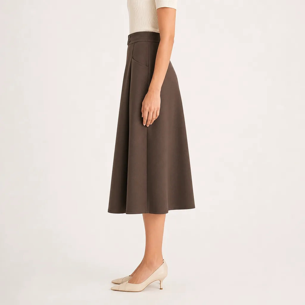 Women's Brown Alston High-Waist Midi Skirt