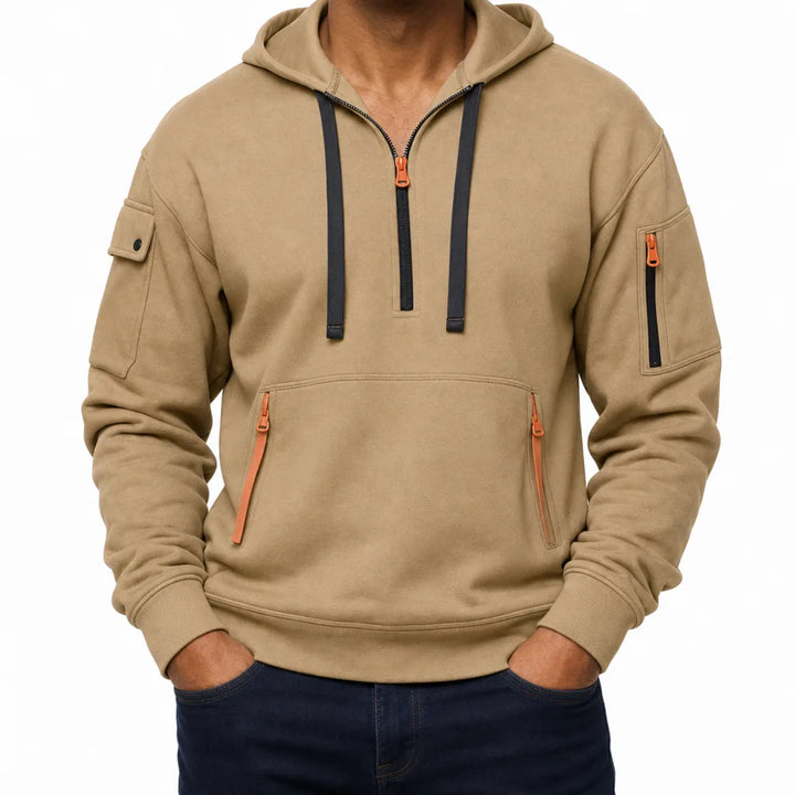 Warrick Elevated Hoodie - Color:Beige;Size:XS