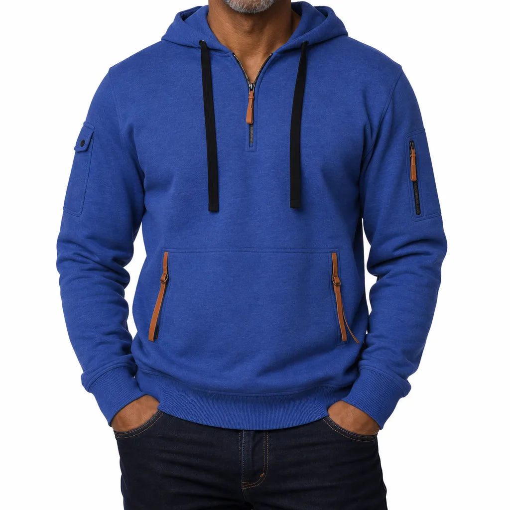 Warrick Elevated Hoodie - Color:Blue;Size:XS
