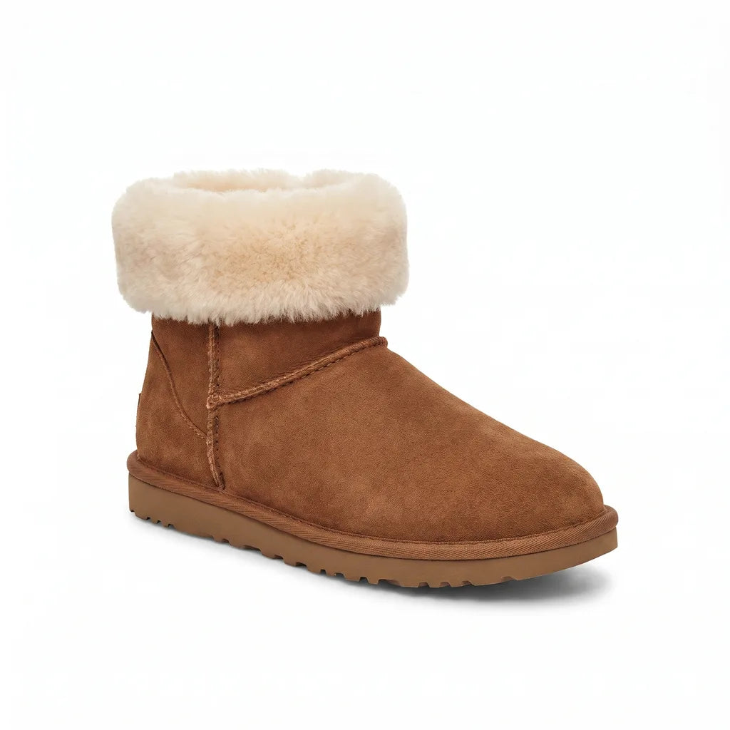Women's Brown Hobart Leather Snow Boots