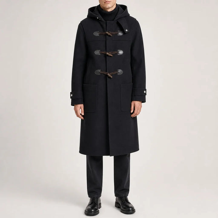 Men's Black Fuller Longline Toggle Coat