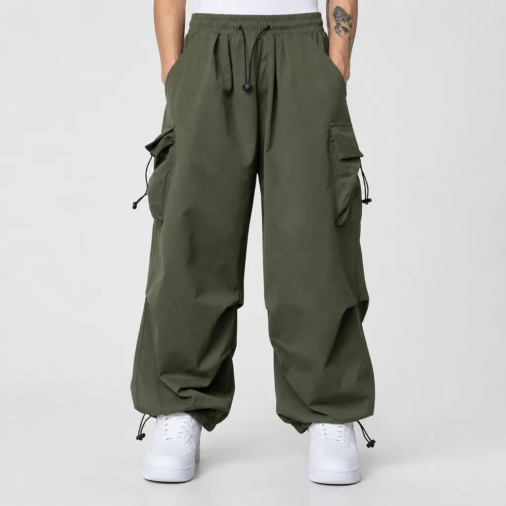Whitaker | Mens Baggy Cargo Pants  - Color:Green;Size:S