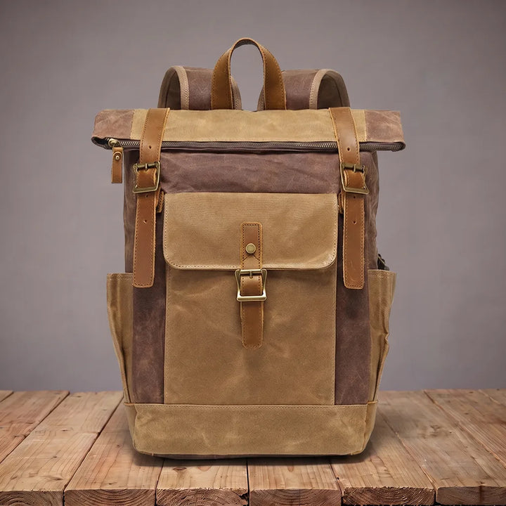 Whitmore | Men's Canvas Travel Laptop Backpack  - Color:Brown