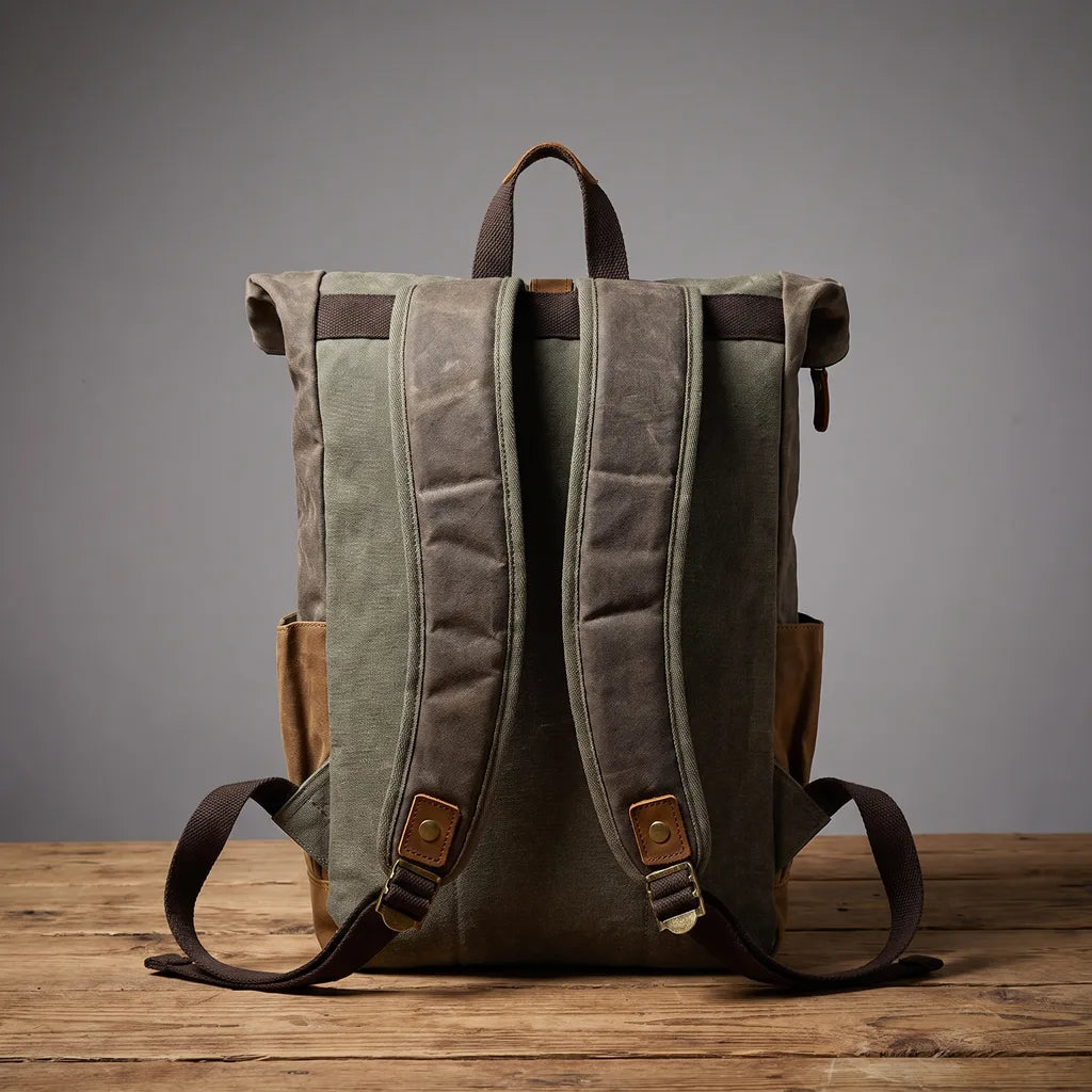 Men's Black Essex Waxed Canvas Backpack