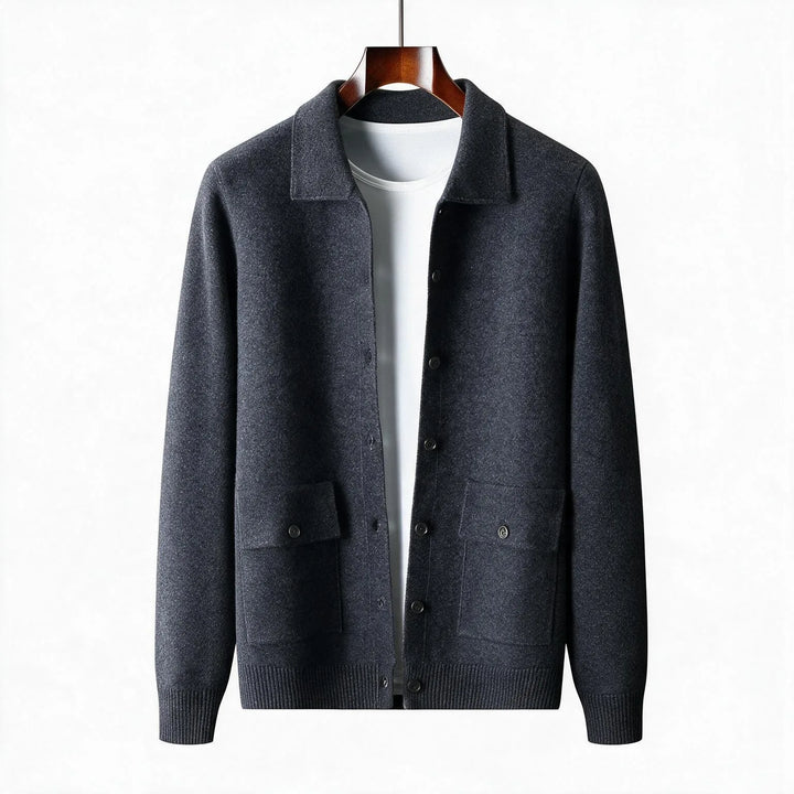 Willard | Men's 100% Wool Cardigan  - Color:Black;Size:XS