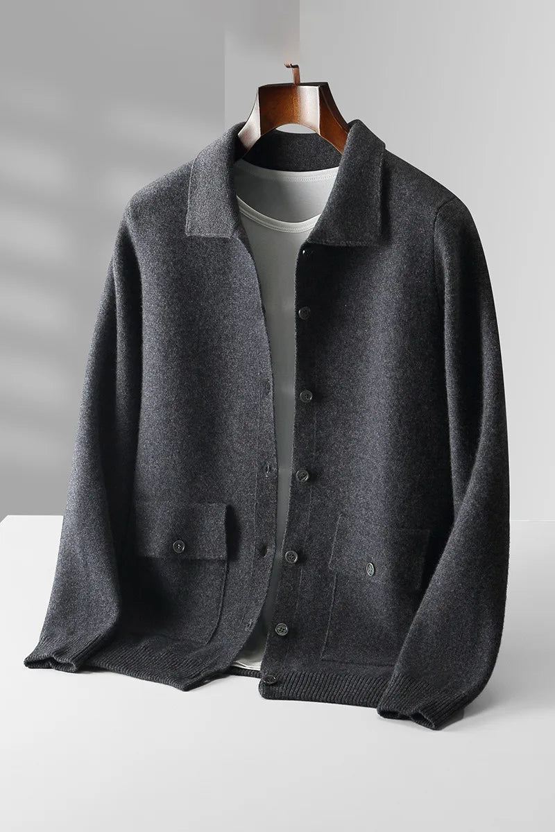 Men's Black Willard | Men's 100% Wool Cardigan