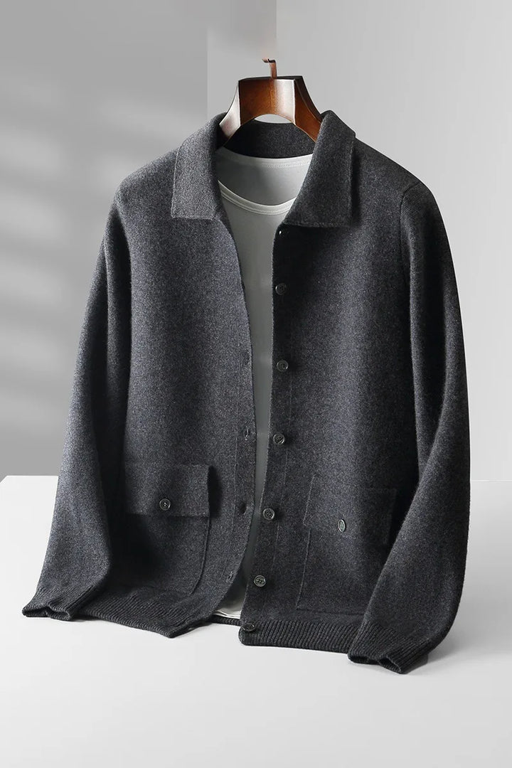 Men's Black Willard | Men's 100% Wool Cardigan