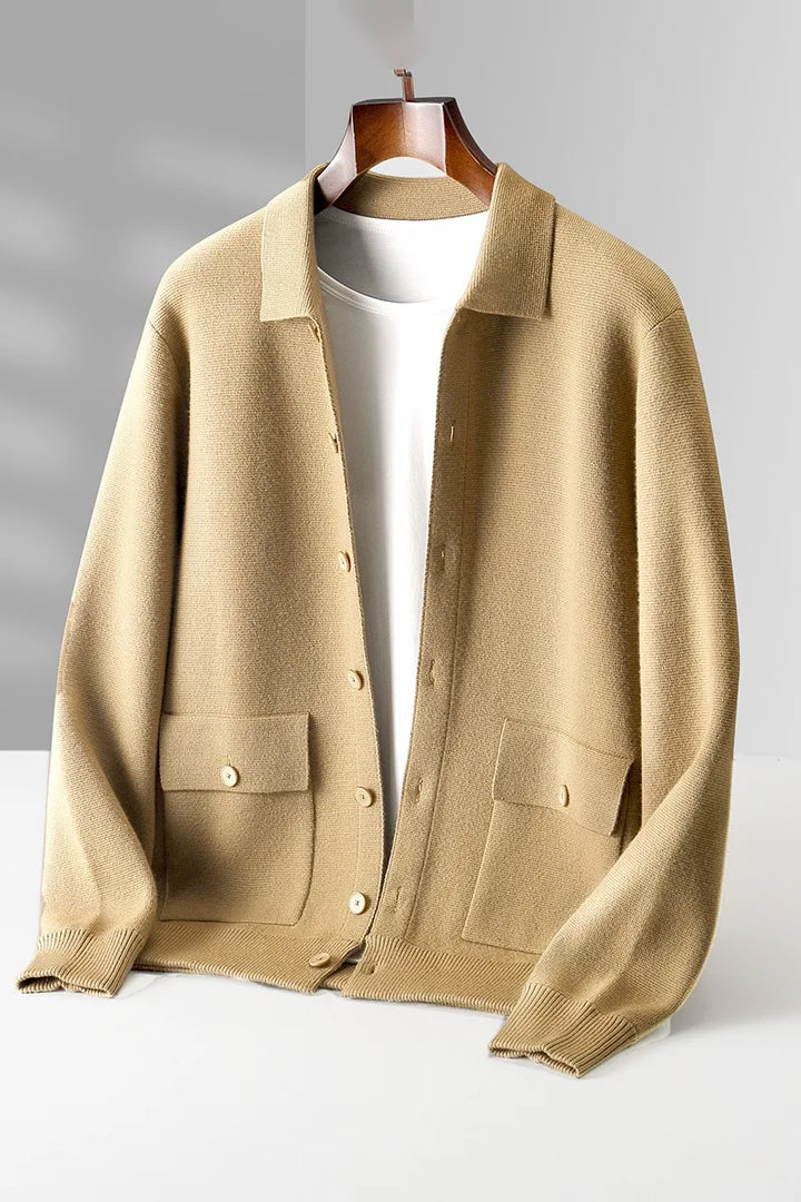 Men's Camel Willard | Men's 100% Wool Cardigan