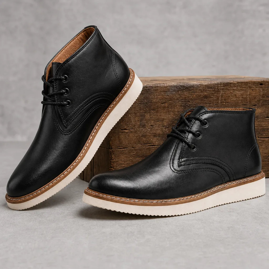 Men's Black William Leather Lace-Up Boots