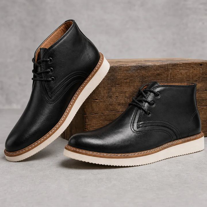 Men's Black William Leather Lace-Up Boots
