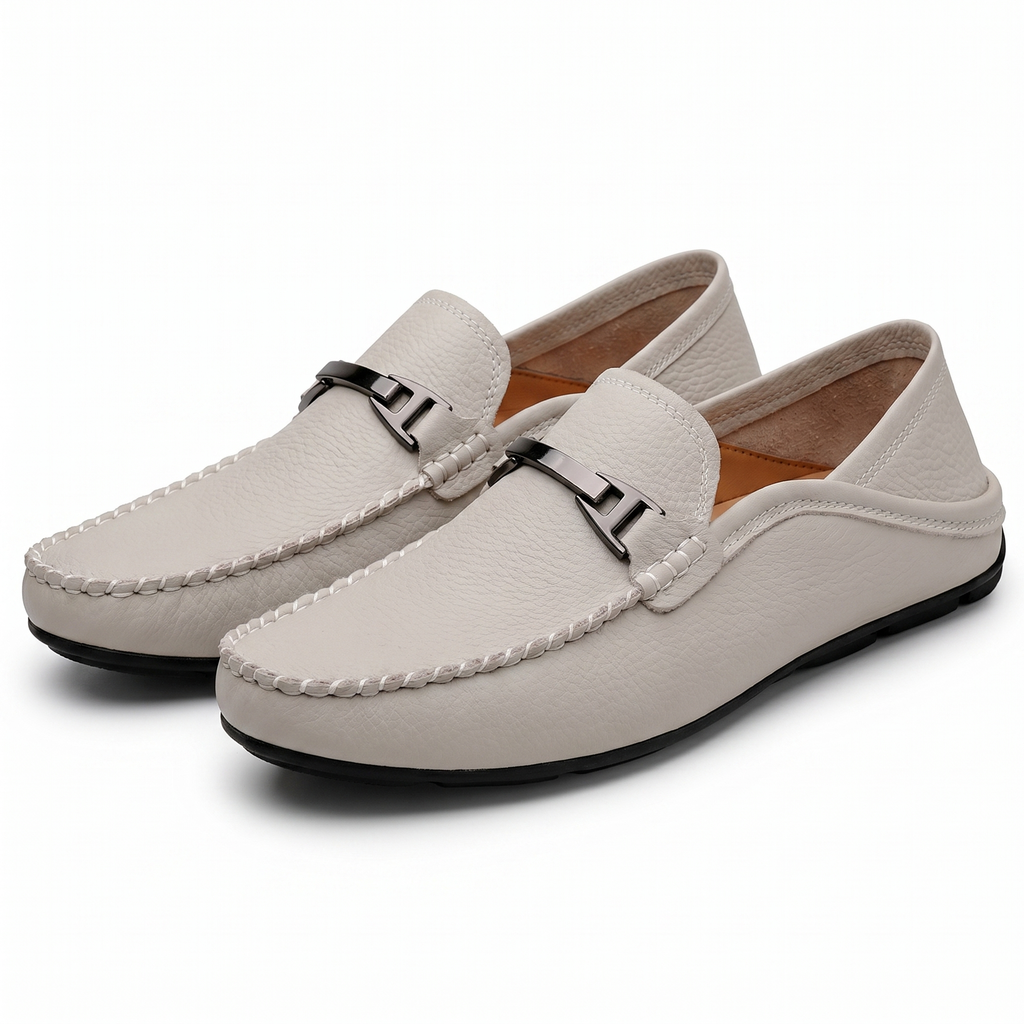 Wing Grey Mason Leather Slip-On Loafers 1