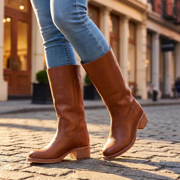 Winifred | Womens Mid-Calf Fall Boots - Color:Brown;Size:38