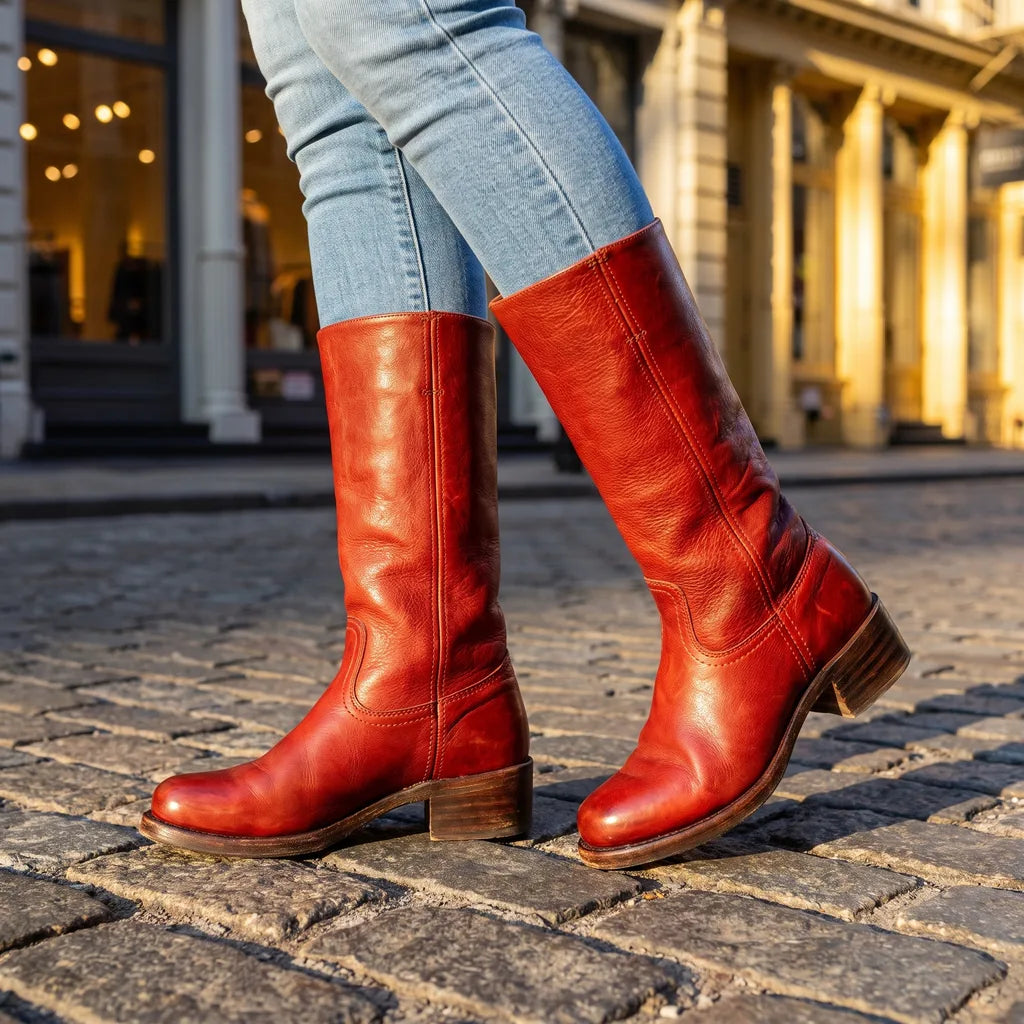 Winifred | Womens Mid-Calf Fall Boots - Color:Red;Size:38