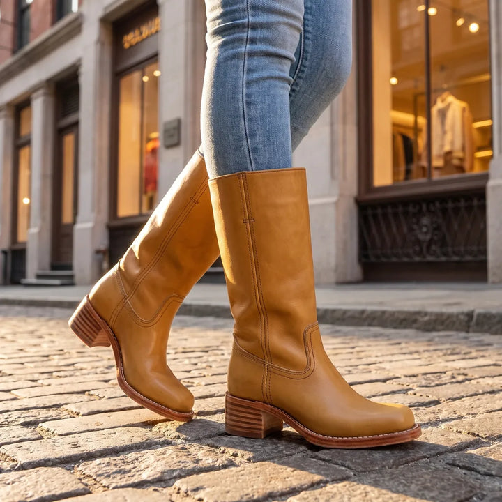 Winifred | Womens Mid-Calf Fall Boots - Color:Yellow;Size:38